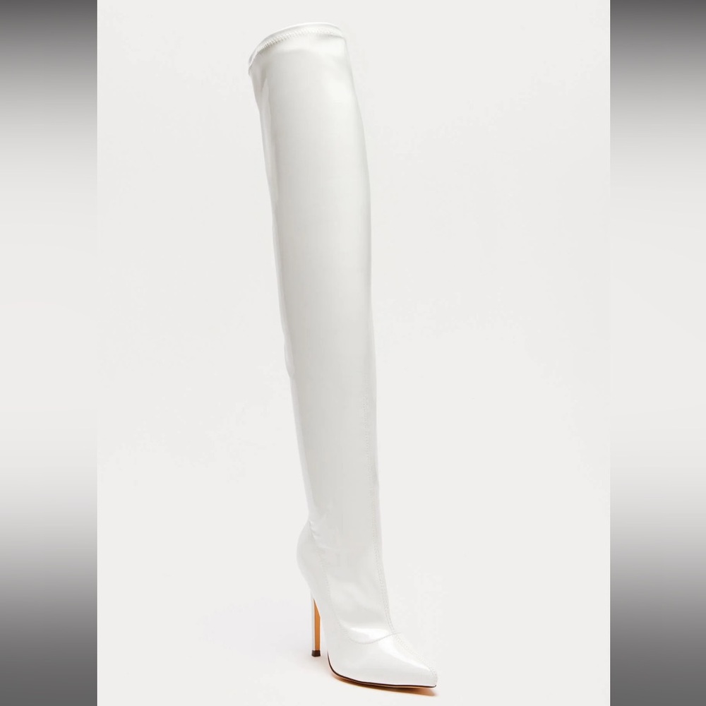 NEW IN BOX- After Dark Over The Knee Boots - White Patent. 🤍